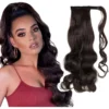 Aplique Cabelo 150g Ondulado Castanho Escuro Rabo De Cavalo - Imagem 5
