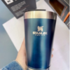 Copo Térmico Metalico Com Abridor E Tampa 473ml Azul Metálico